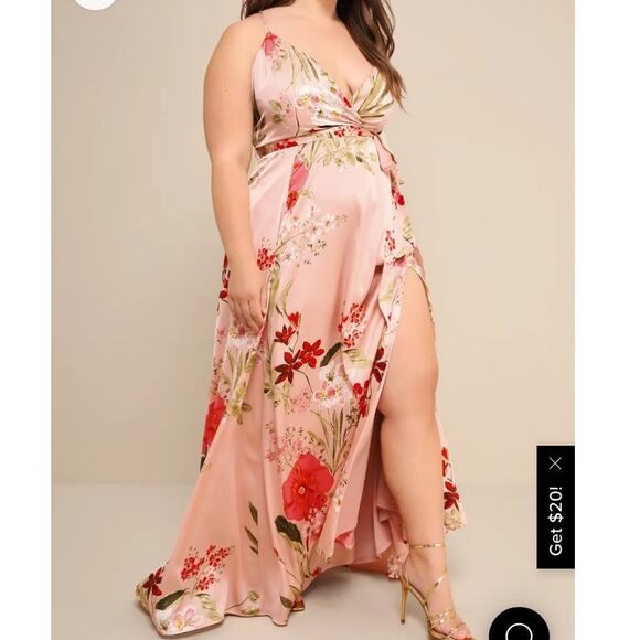 Lulus Dresses & Skirts - Lulus Still The One Pink Floral Maxi Dress Womens Sz Large Wedding Guest Spring